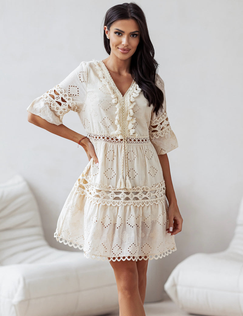 Robe bohème coton brodé